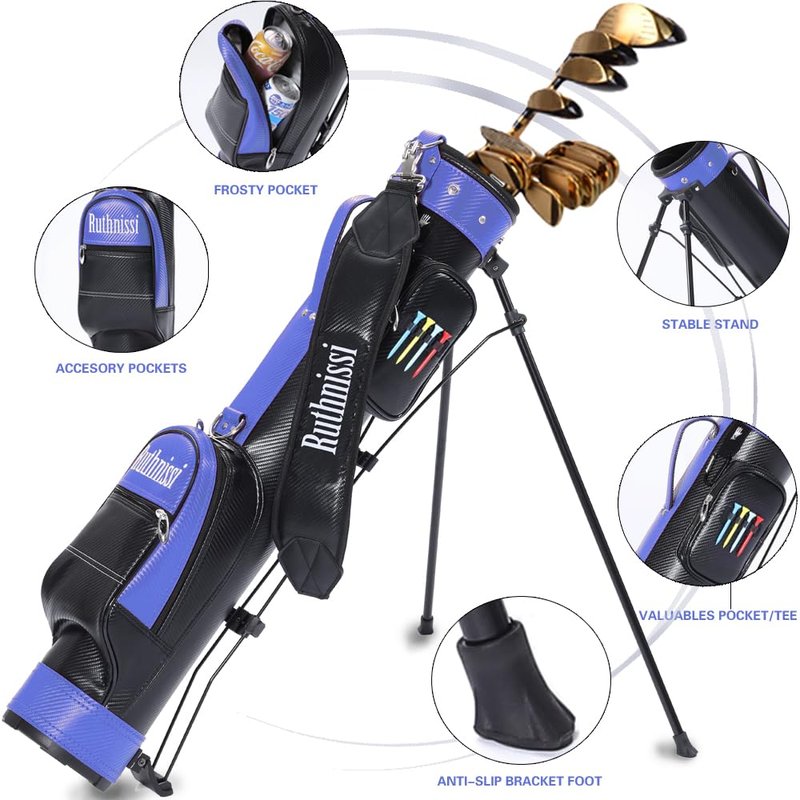 RUTHNISSI Sunday Golf StandBag with Cooler Pouch and Padded Strap，Lightweight for Driving Range Mini Course Training Practice Man Women,Travel Case Vertical Hard Shell Tube for Airlines