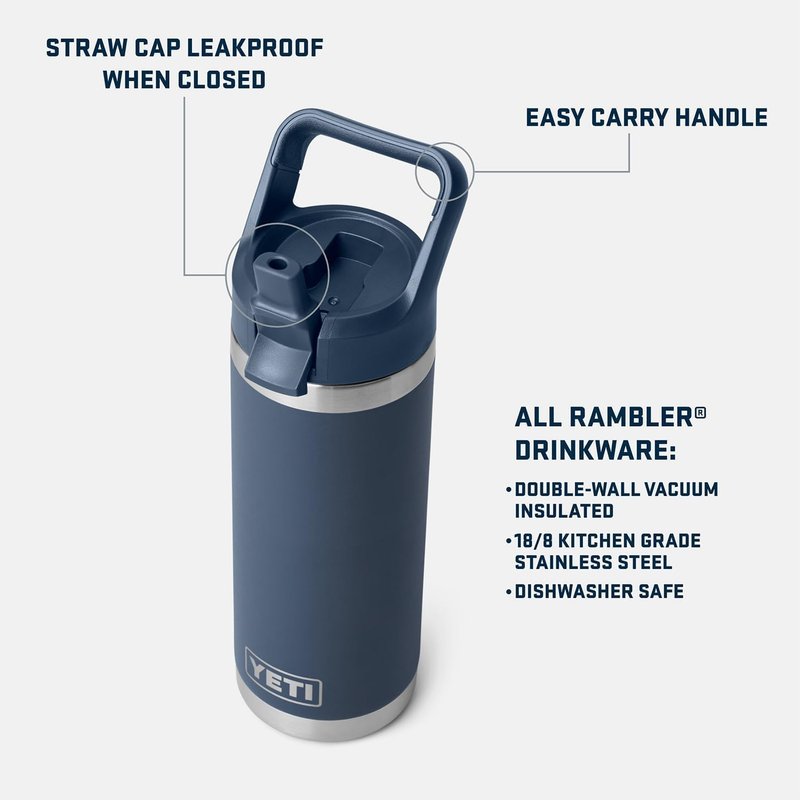 YETI Rambler 18 oz Bottle - Vacuum Insulated Stainless Steel with Color Matching Straw Cap | Desert Bloom