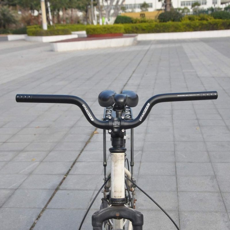 UPANBIKE 25.4mm Bike Handlebar Riser 80mm Aluminum Alloy 520mm Length for Fixed Gear Bike Road Bicycle(Black)