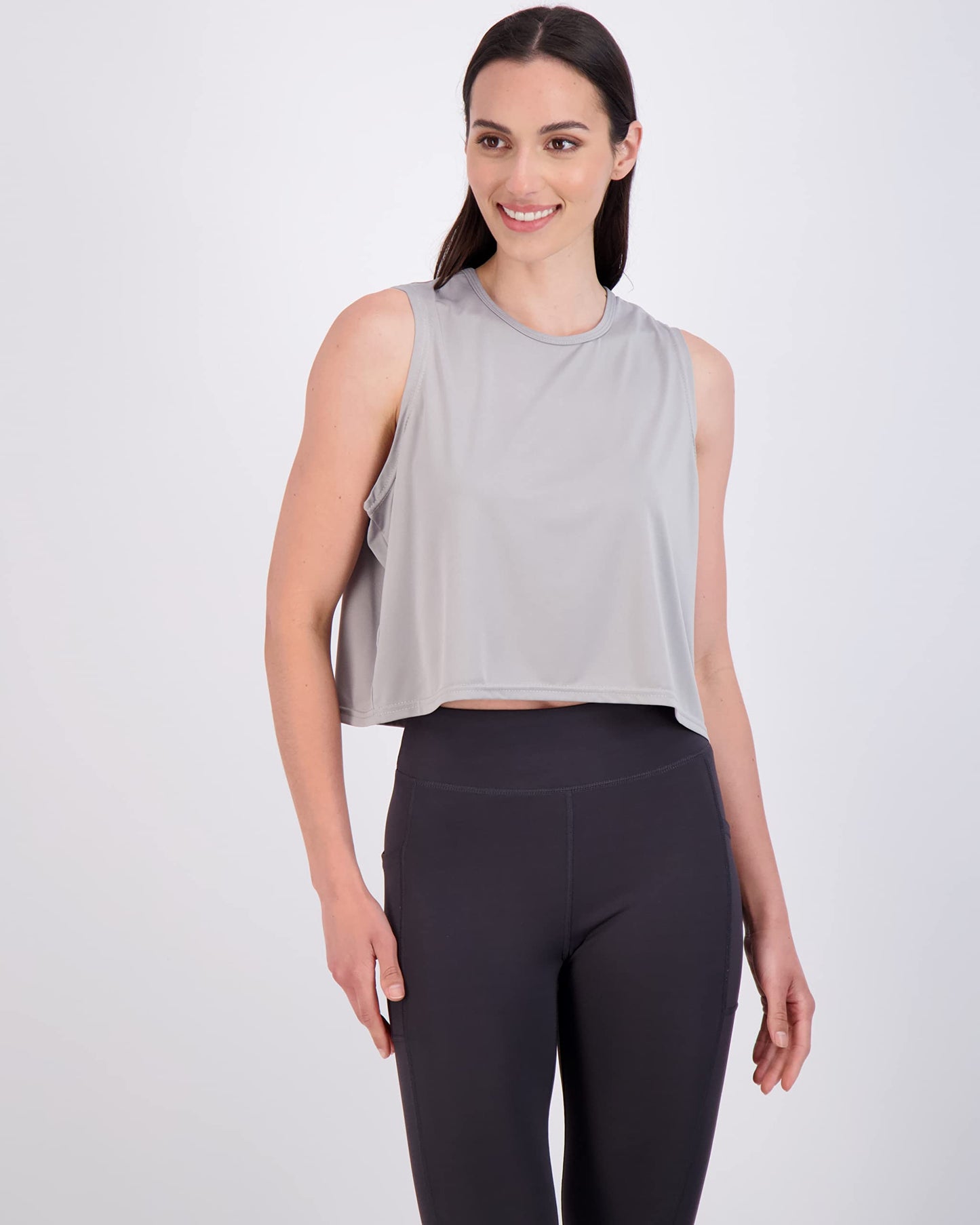 Real Essentials 5 Pack: Women's Dry Fit Crop Summer Tank Top - Gym Yoga Workout Sports Tee (Available in Plus Size) Set 5, S
