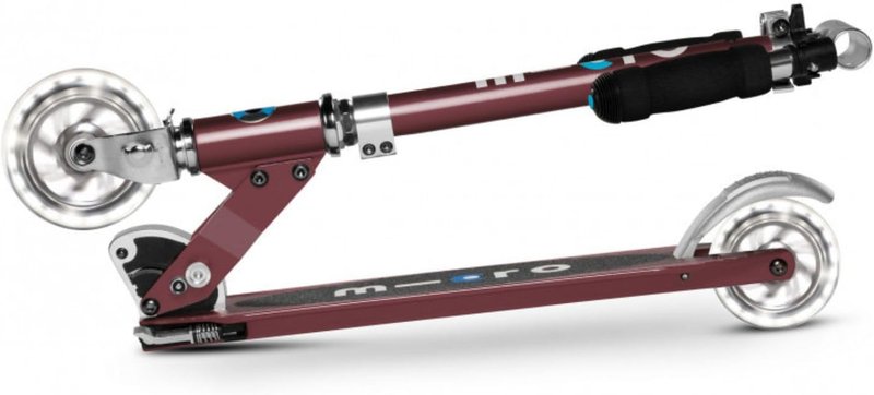 Micro Kickboard Sprite LED Scooter - Lightweight 2-Wheeled Design | Foldable, Light-Up Wheels for Kids & Teens, Autumn Red
