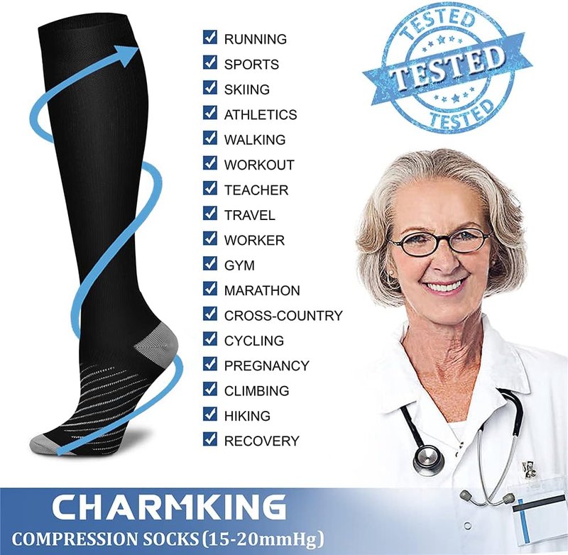 Compression Socks for Men & Women - 15-20 mmHg Circulation Support for Running & Cycling | 8 Pairs