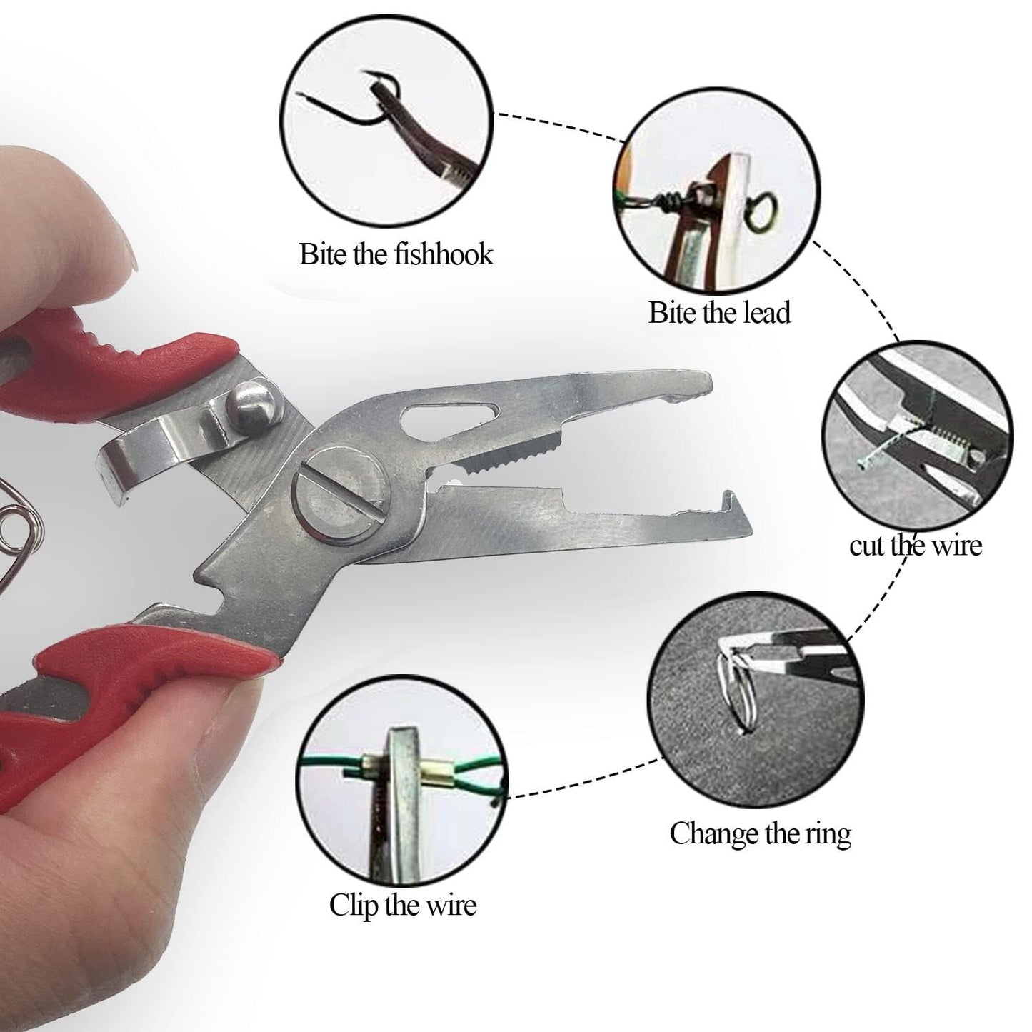 Pack of 201pcs Fishing Stainless Steel Split Rings 5 Sizes and Plier Set, Split Ring Capable of withstanding Large tensile Force and Fishing Plier Tool Kit for Saltwater Fishing Lure Connectors… (Red)