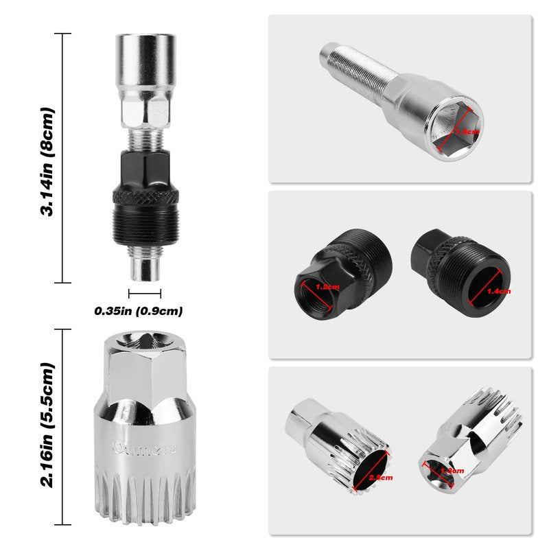 Oumers Crank Puller Bike Tool, Bike Crank Extractor + Bike Bottom Bracket Remover + 16mm Spanner Wrench + Hexagonal Wrench for Removing