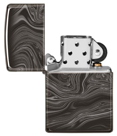 Zippo Marble Pattern 360 Design High Polish Black Pocket Lighter