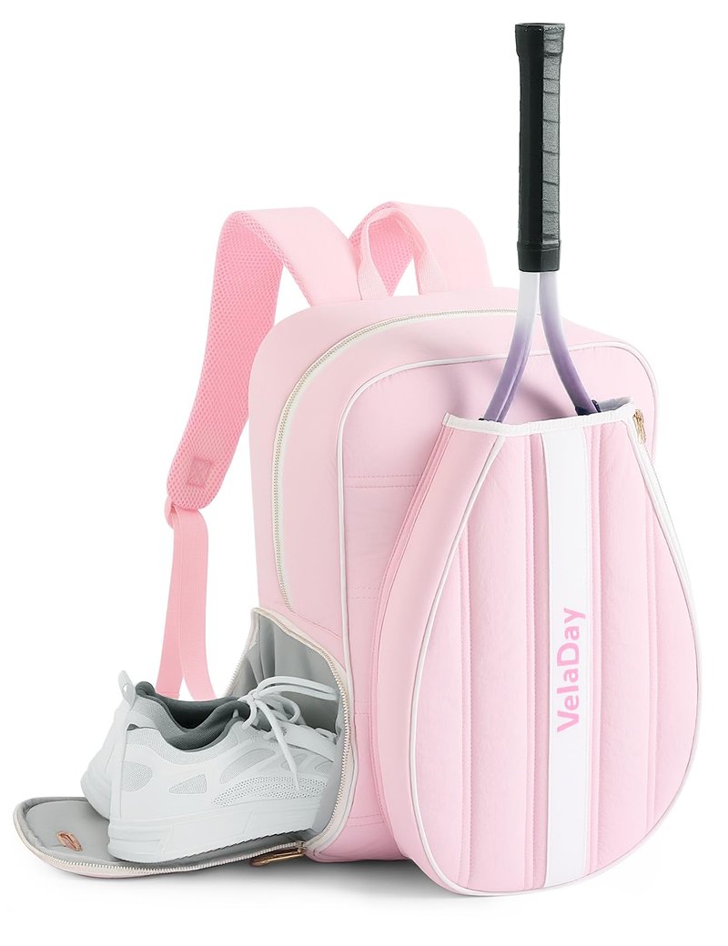 VELADAY Quilted Tennis Bag for Women Men- Large Tennis Backpack Holds 2 Rackets with Ventilated Shoe Compartment & Wet Pocket
