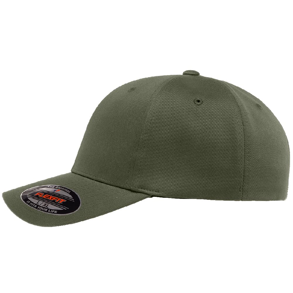 The Hat Pros Original Flexfit Wooly Cotton Twill Cap - Large-X-Large - Olive