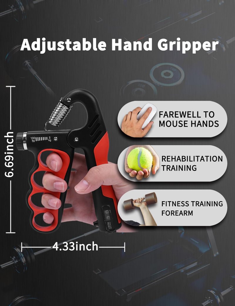 ProGrip Strength Trainer with Auto-Count & Wide Adjustment (11-220 LBS) –Hand Strengthener Kit for Home Gym, Forearm Building & Recovery Training