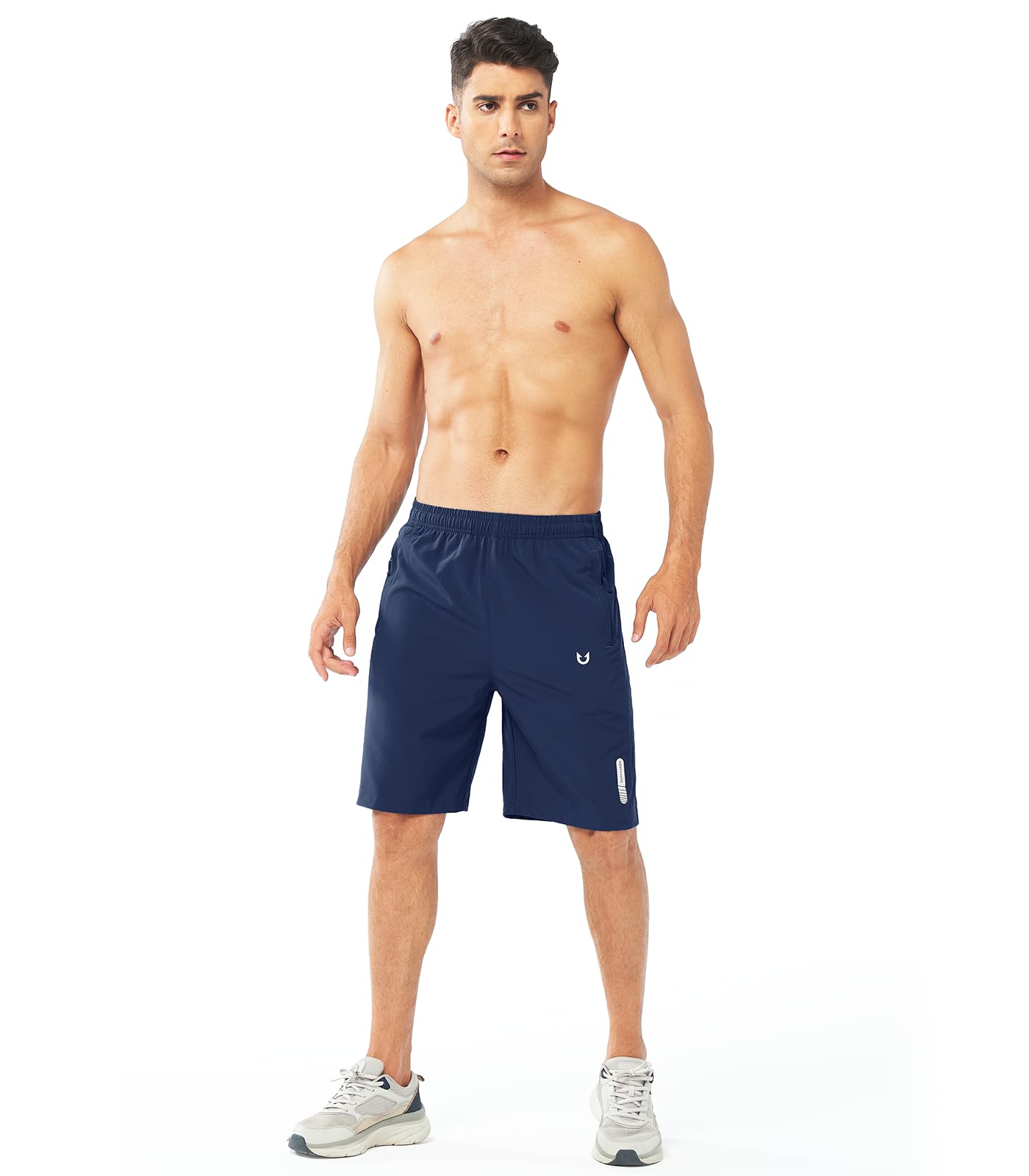 NORTHYARD Men's Athletic Running Shorts Gym Workout 7"/9"/5" Quick Dry Lightweight Sports Basketball Tennis 3 Zipper Pockets DARKBLUE-9inch S