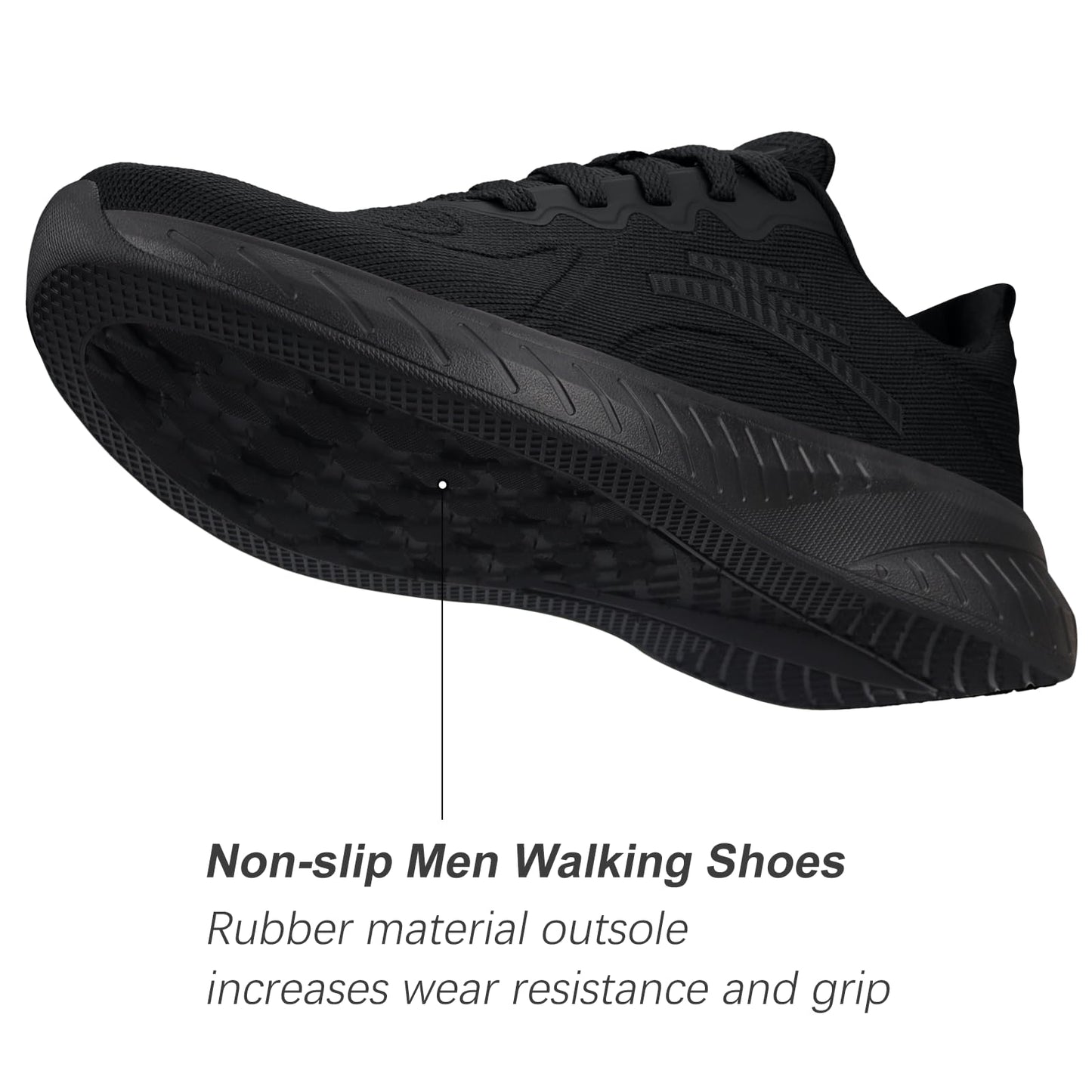 Puweco Breathable Mens Running Shoes, Arch Sopport Black Sneakers for Men, Non Slip Work Shoes for Men Walking Athletic Gym Jogging and Sports
