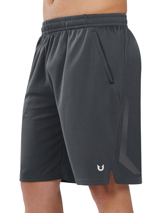 NORTHYARD Men's 10" Athletic Basketball Shorts with Zipper Pockets Quick Dry Lightweight Running Workout Mesh Gym Shorts Darkgrey M