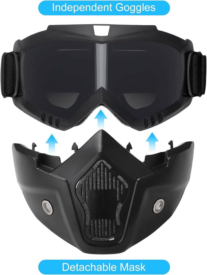 Airsoft Helmet and Full Face Mask, PJ Fast Helmet, Removable Anti-Fog Goggles, Suitable for Paintball, Role-Playing, CS Games