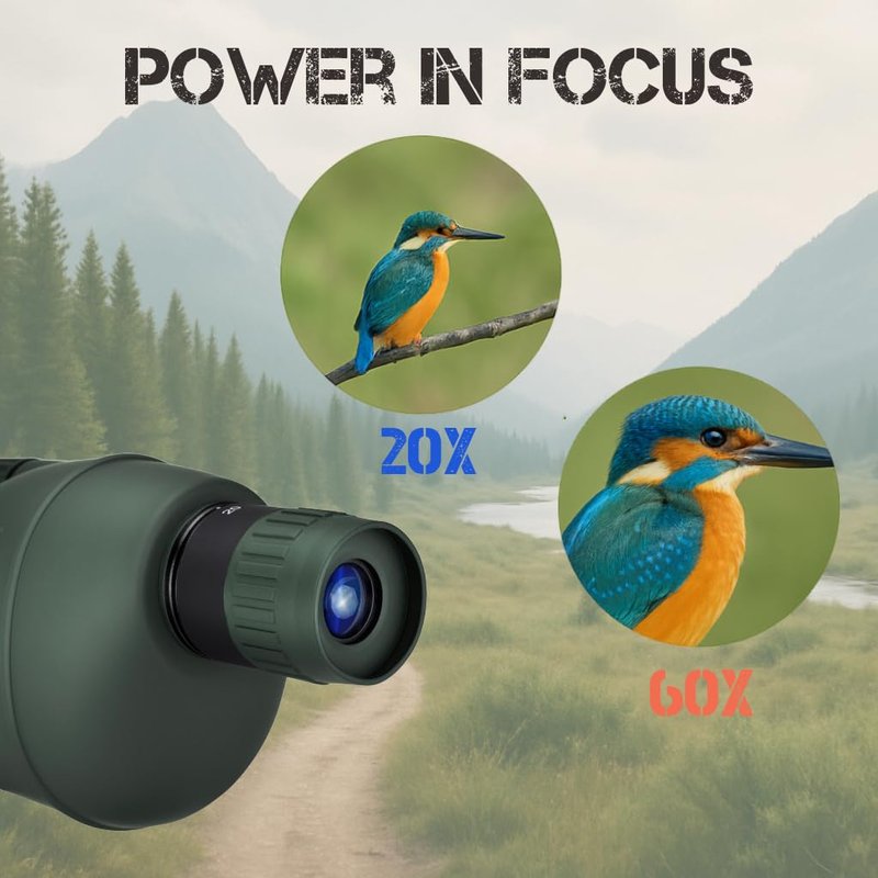 BARSKA 20-60x60mm Colorado Zoom Straight Spotting Scope Waterproof with Flip-Down Lens for Target Shooting Range Hunting Birding