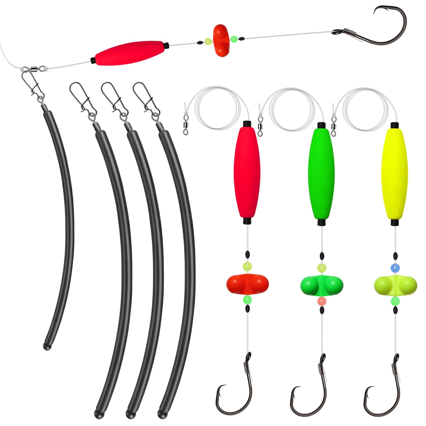 Dovesun 6PCS Catfish Rigs Kit Santee Rig with Catfish Float Rattler Dragging Weights Catfishing Tackle Circle Hook Size 5/0 Weight Size 2OZ