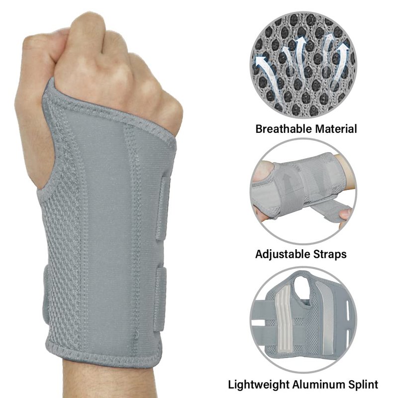 HYCOPROT Adjustable Wrist Supports Brace with 2 Metal Straps for Men and Women-Breathable Carpal Tunnel Wrist Splint for Relieve Tendonitis, Arthritis, Sprains
