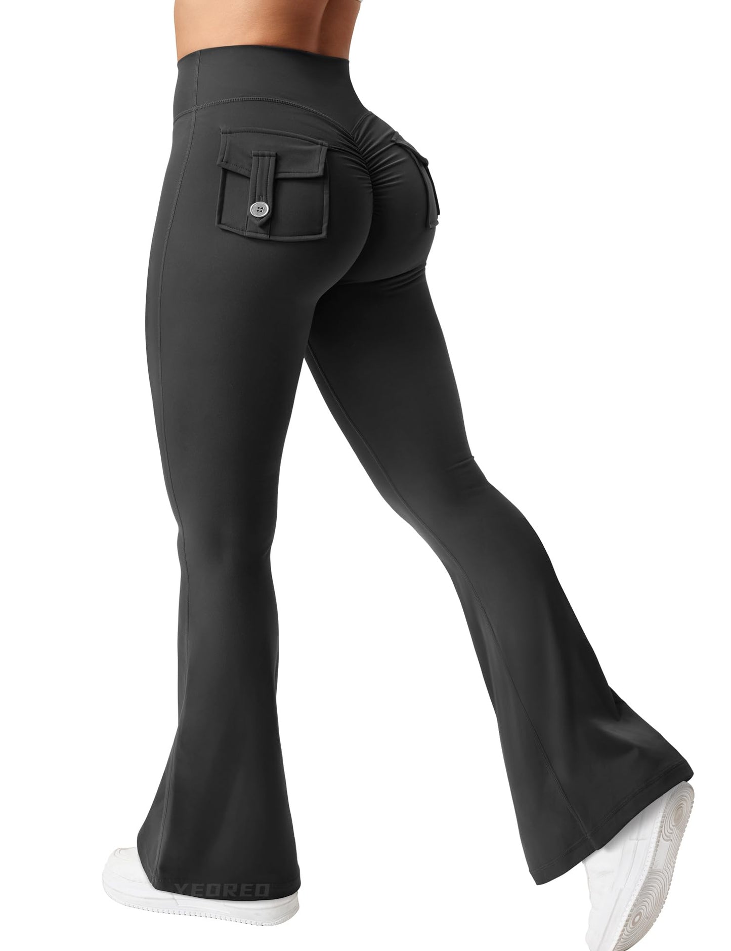 YEOREO CoreFlex Flare Leggings with Pockets for Women Scrunch Workout Pants