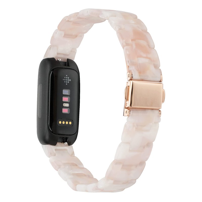 Wongeto Compatible with Fitbit Inspire 3 Watch Band Women Tortoise Resin Watch Band Slim Replacement Adjustable Wristband for Fitbit Inspire 3 accssorises (Pink Flower)
