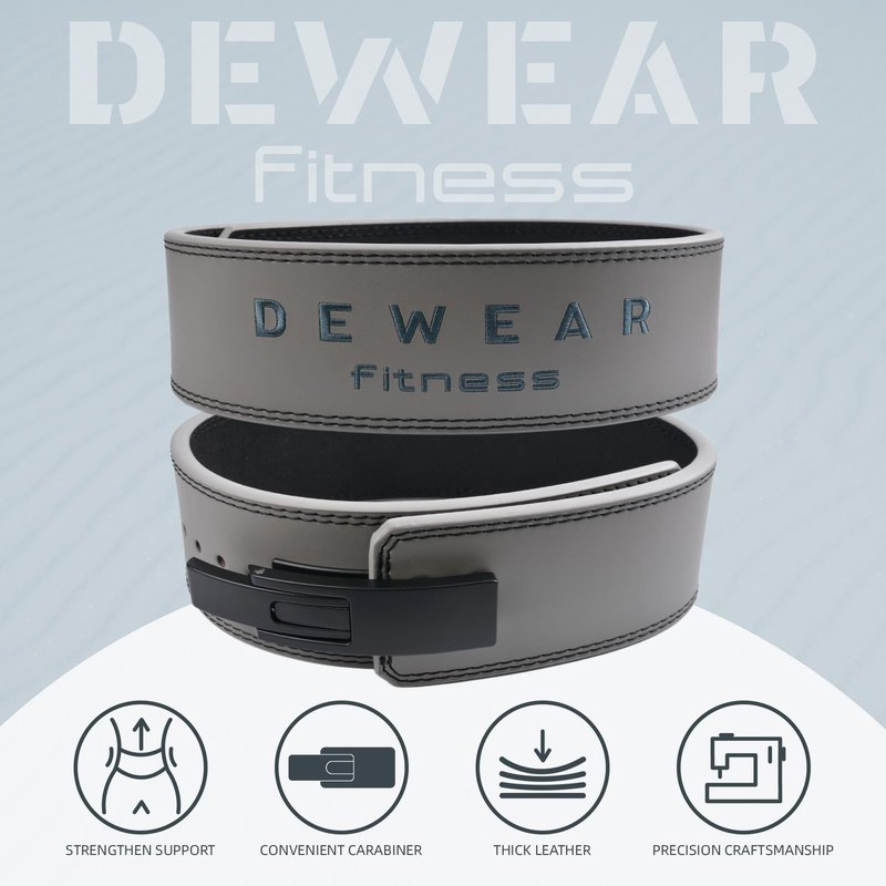 Genuine Leather Weight Lifting Belt with Lever Buckle, 10mm Thick 4" Leather Lumbar Back Support, Gym Belts Ideal for Training, Weightlifting, Bodybuilding, Squats and Deadlifts (Dark Gray, XL ( 44"-49"))