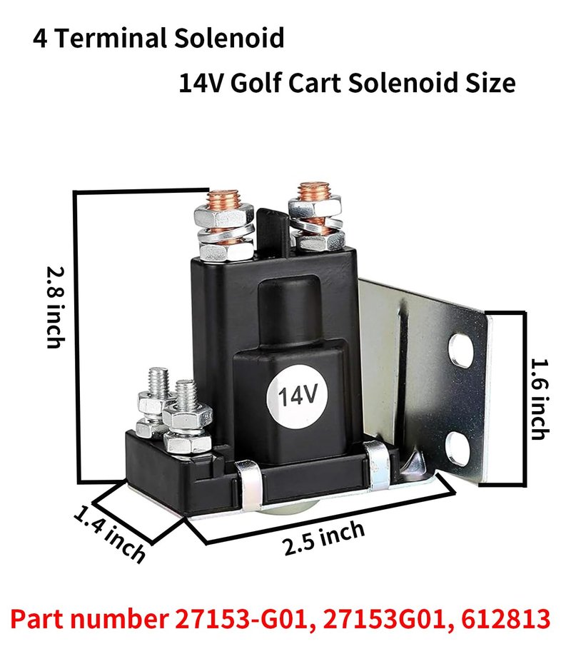 Viefow 14V Golf Cart Solenoid 200A 4 Terminal Fits Series 1992 & Up EZGO TXT Gas Vehicles Medalist ST Replace Part Number 27153-G01 27153G01 612813