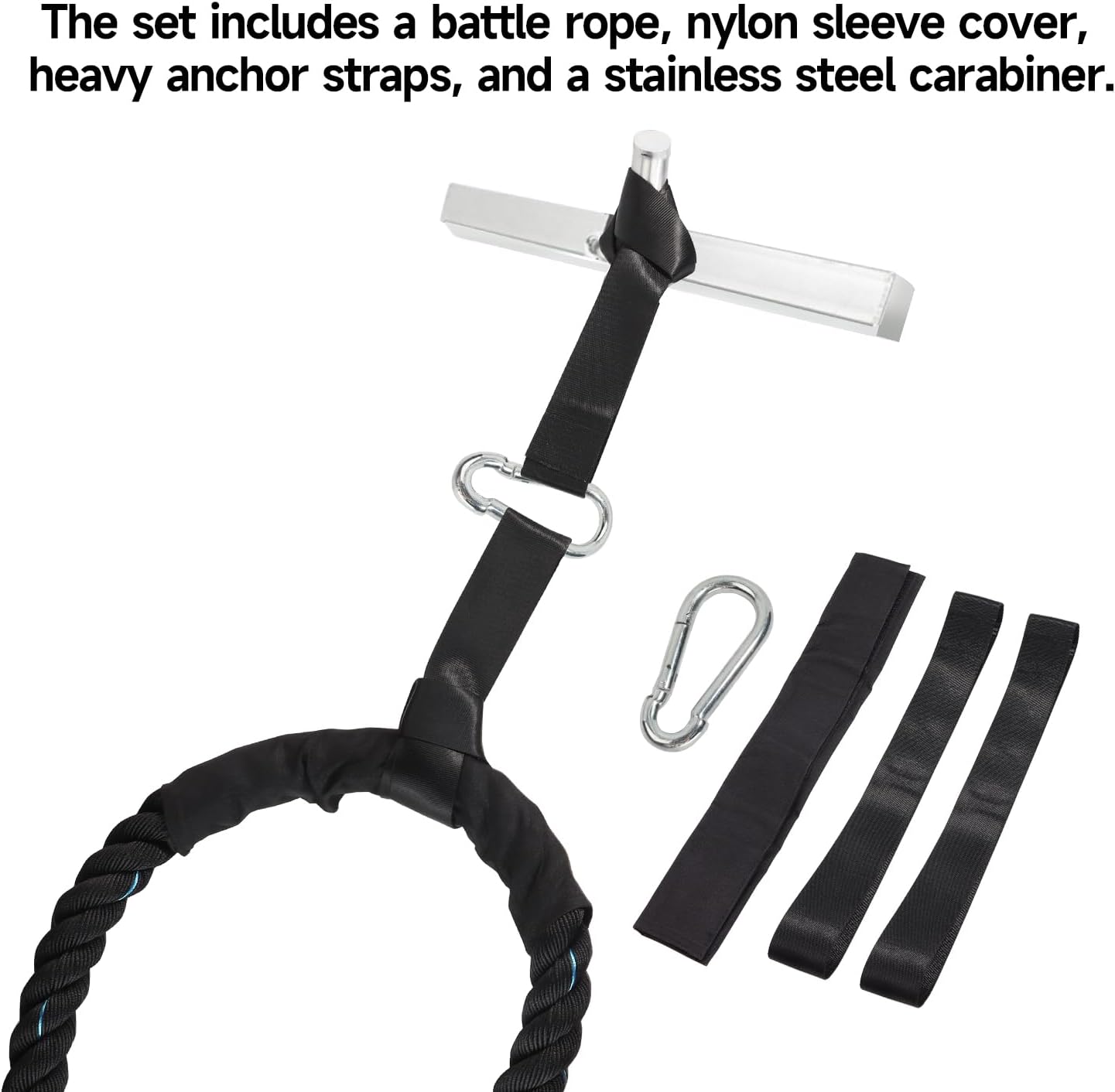 Gym Battle Rope - Heavy-Duty Exercise Rope for Strength Training | Indoor & Outdoor Workouts - 30, 40, 50 Feet Lengths