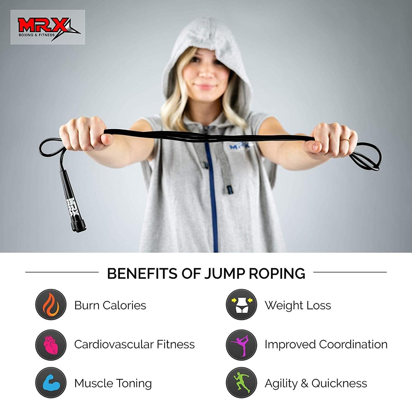 MRX 9" PVC Jump Rope for Cardio Fitness | Versatile for Kids & Adults