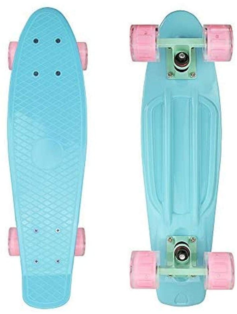 Cruiser Skateboard for Girls with LED Light Up Wheels Cool Completed Skate Board 22 inch for Kids Teens Beginners Standard Skateboard with Carrying Bag