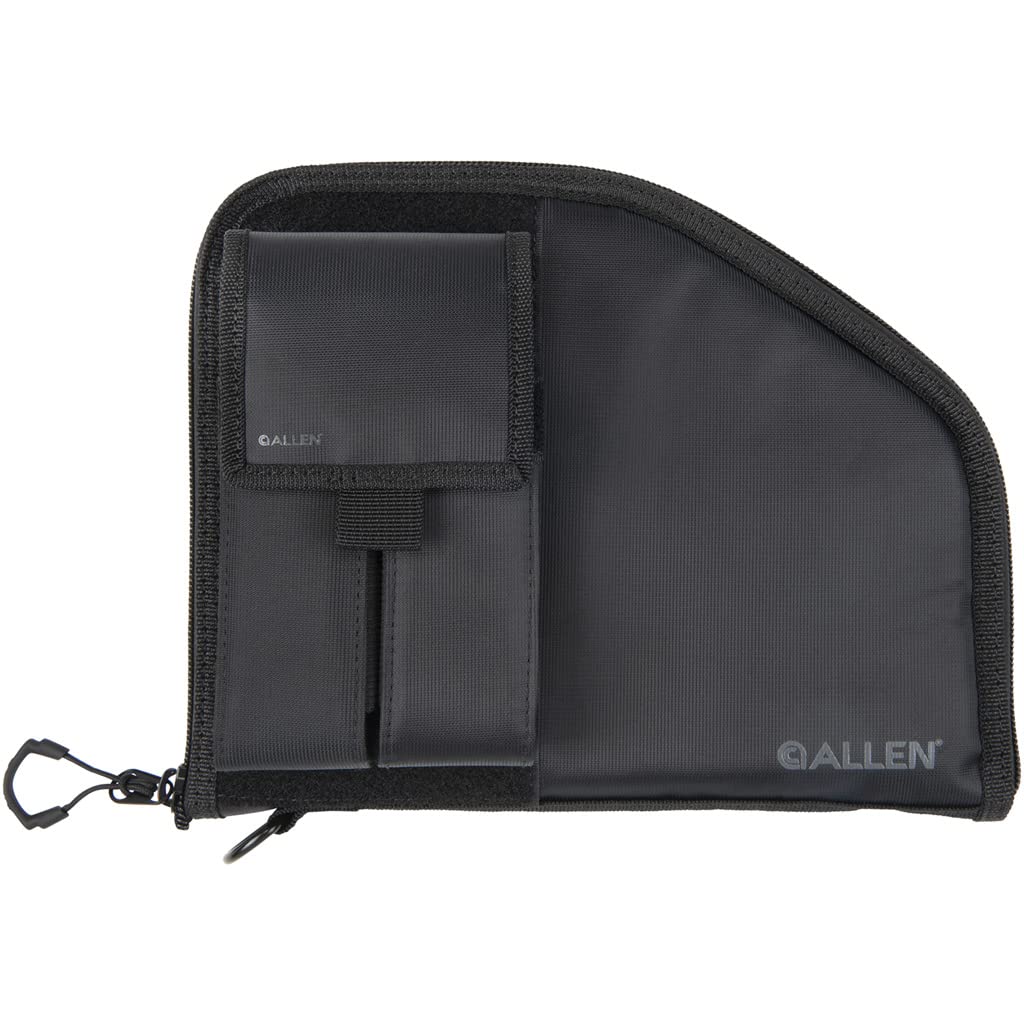 Allen Company Pistol Case with Mag Pouch, Full-Size Handguns up to 9.5”, Black
