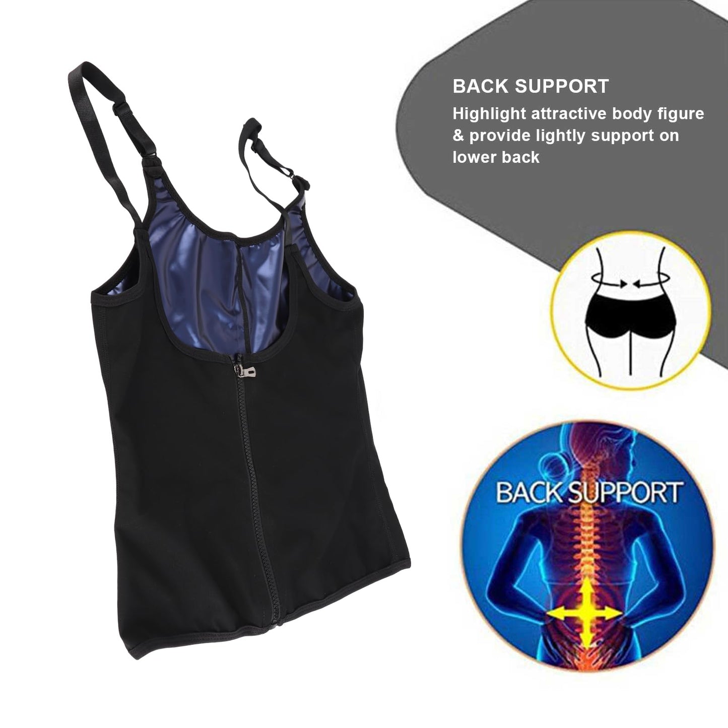 FILFEEL Women Waist Trainer Vest, Zipper Fitness Body Shaper Sweat Breathable Fat Burning Shapewear