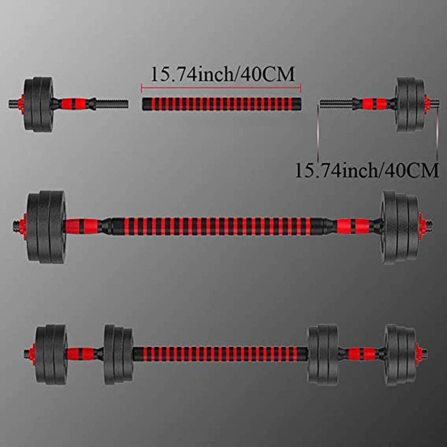Dumbbell Bars Adjustable Dumbbell Weight Set Barbell Lifting - 2 x 15.74in Bars and 1 x 15.74in Connecting Rods for Gym Home