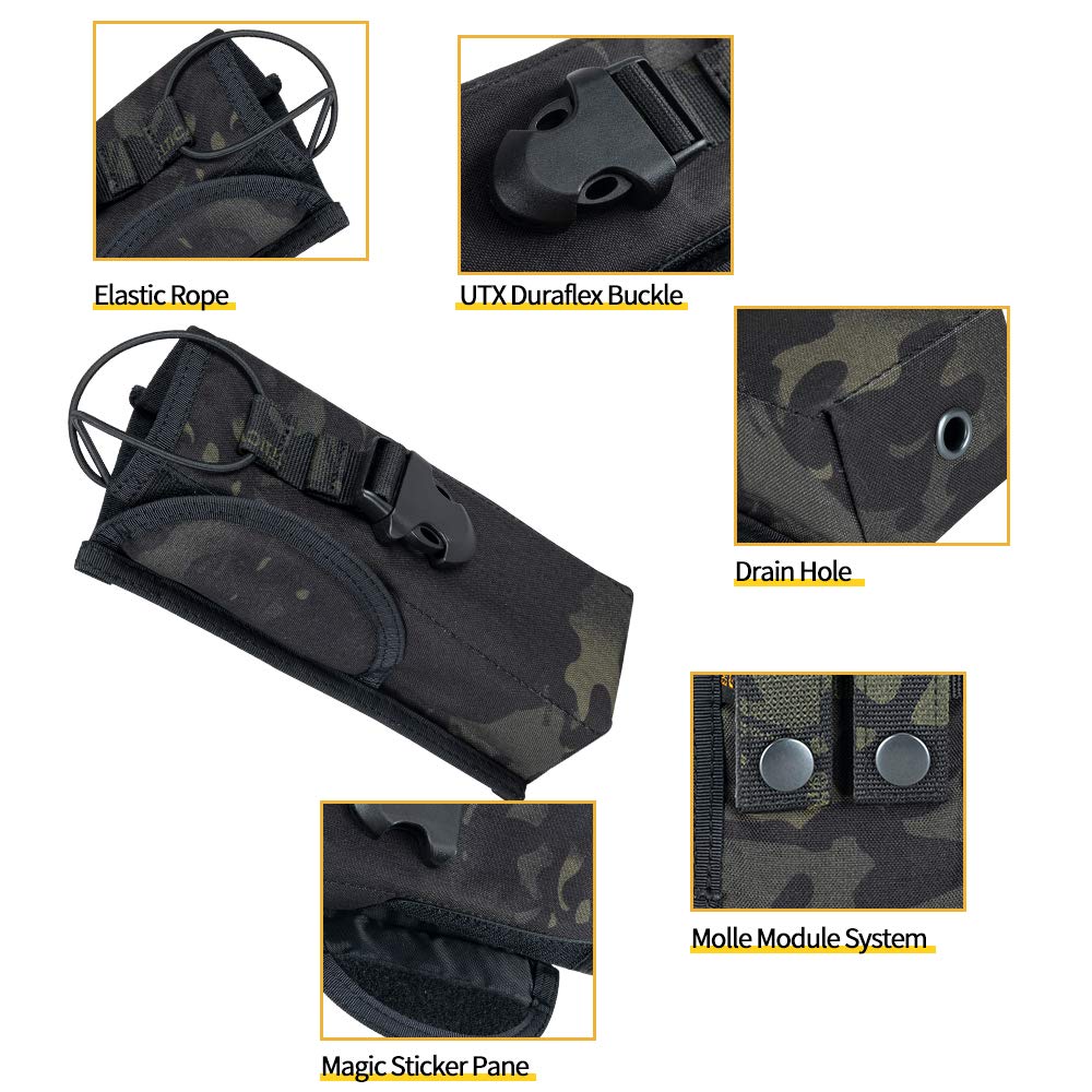 EXCELLENT ELITE SPANKER Tactical Universal Radio Holster Pouch Holder Case Bag Molle Adjustable Military Walkie Talkie Holder(Multicam-Black)