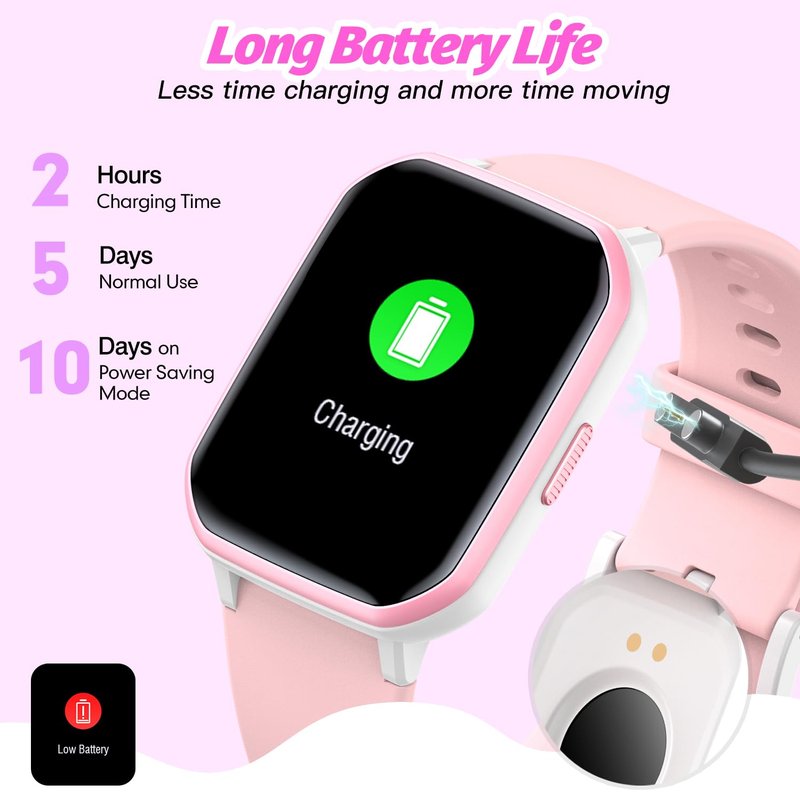 Kids Smart Watch for Girls,IP68 Waterproof Kids Fitness Tracker Watch with 1.5 Inch DIY Face,Heart Rate Sleep Monitor,19 Sport Modes,Calories Counter,Alarm Clock,Great Gifts for Children 6+ (PInk)