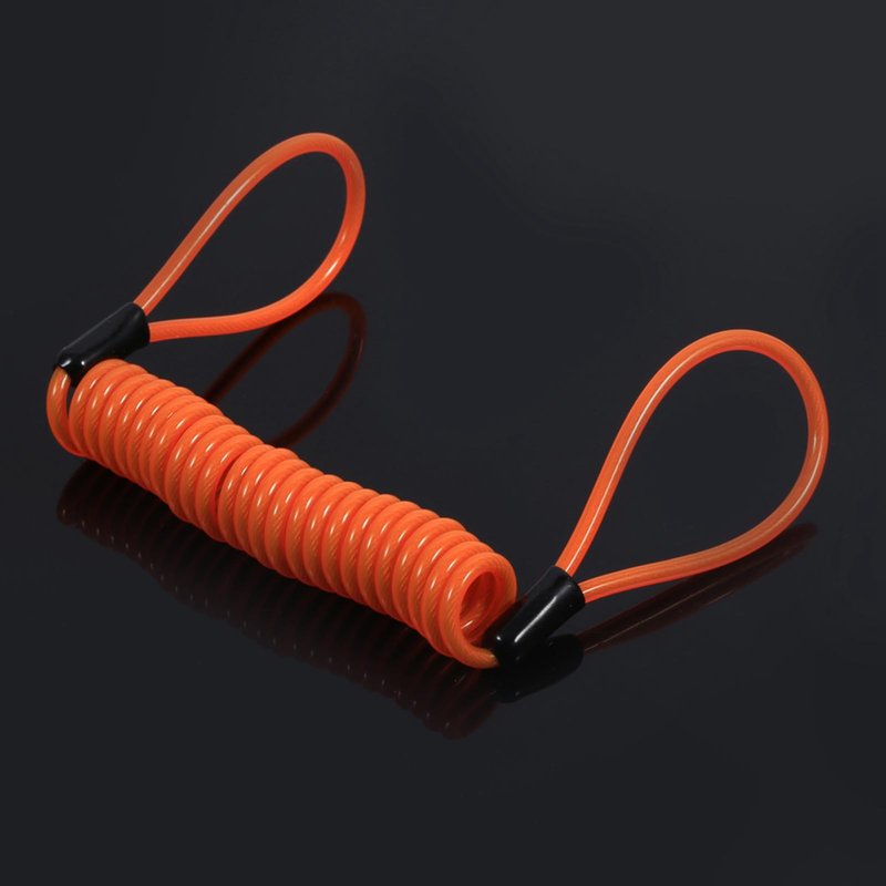 Luatoxry Brake Cable Lock, 1.25m Cable Spring Plastic Lock, Steel Motorcycle Reminder Rope, Multipurpose Motorcycle Cable Locks with 2Pcs 3.94in Looped Ends for Scooters, Orange