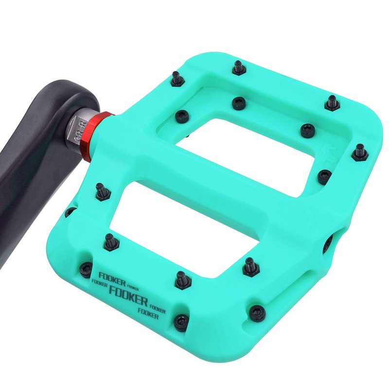 FOOKER MTB Pedals Mountain Bike Pedals 3 Bearing Non-Slip Lightweight Nylon Fiber Bicycle Platform Pedals for BMX MTB 9/16" (922-Green Needle Roller Bearing)