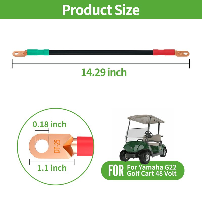 10L0L Golf Cart Battery Cables 4 Gauge for Yamaha G2 G8 G9 36V, Golf Cart Club Car DS 95+ 48V, Club Car DS 1981+ 36V, Welding Battery Pure Copper Flexible Cable with Terminal Connector