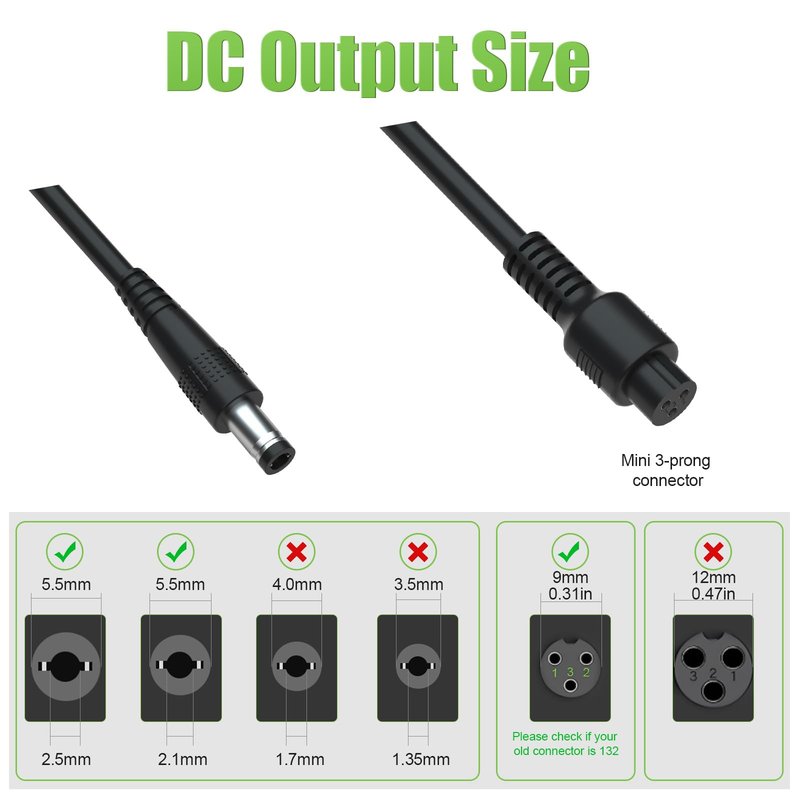 APOOHEP 42V Compact Electric Scooter Hoverboard Charger for Hover-1 Gotrax Jetson & More 36V Lithium Battery, UL Certified Safe & Powerful & Small with 2 Common Connectors