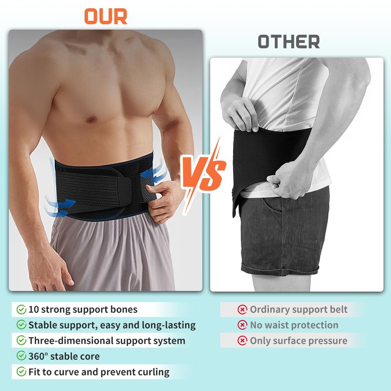 Herseme Waist Trimmer for Women & Men Upgraded Breathable Adjustable Waist Trainer Lower Belly Fat Sweat Stomach Wrap Belt with 10PCS Support Frame Back Support for Workout Fitness Body Shaper, Black