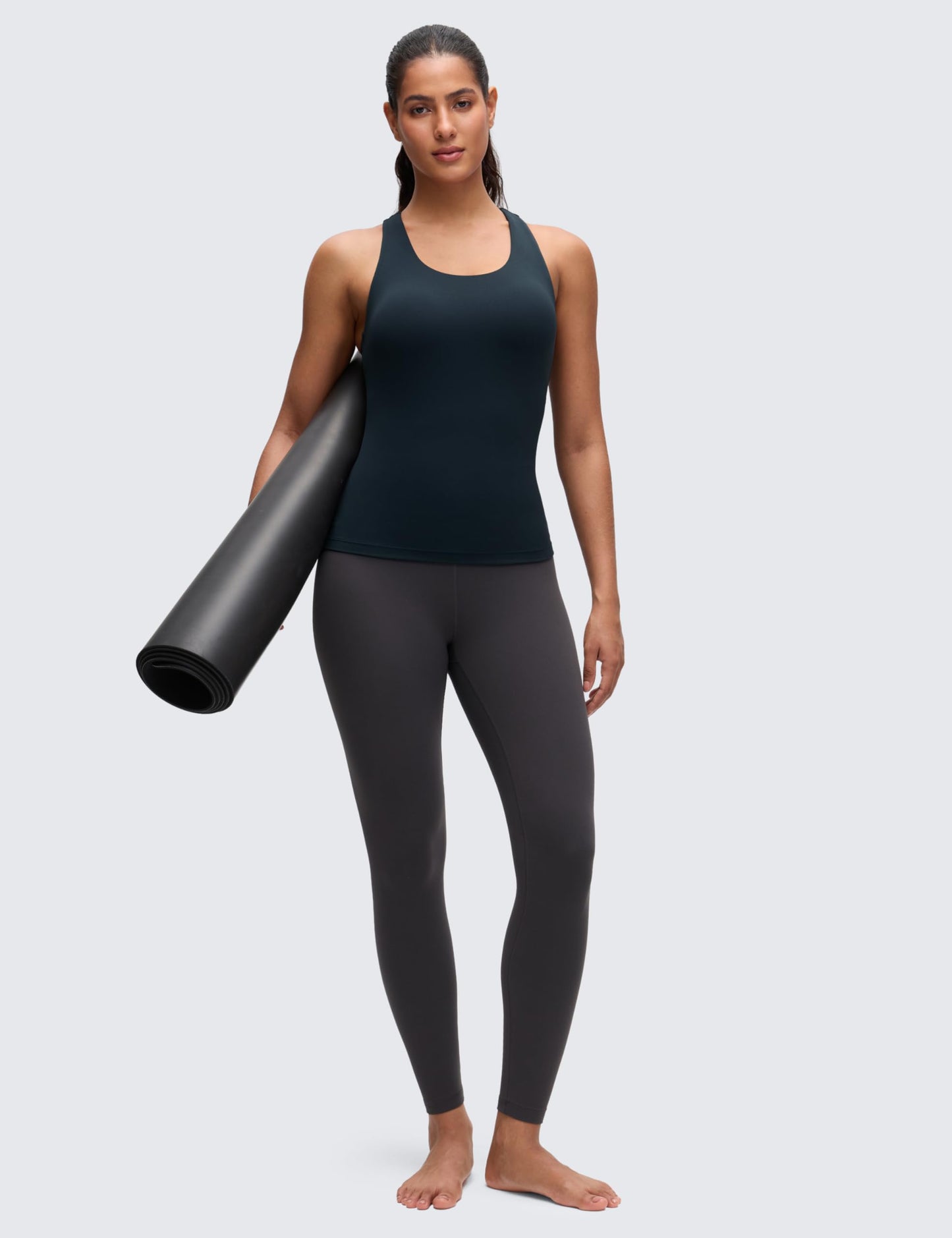 CRZ YOGA Butterluxe Workout Racerback Tank Tops for Women - Padded Athletic Spandex Yoga Shirts with Built in Bra True Navy X-Small