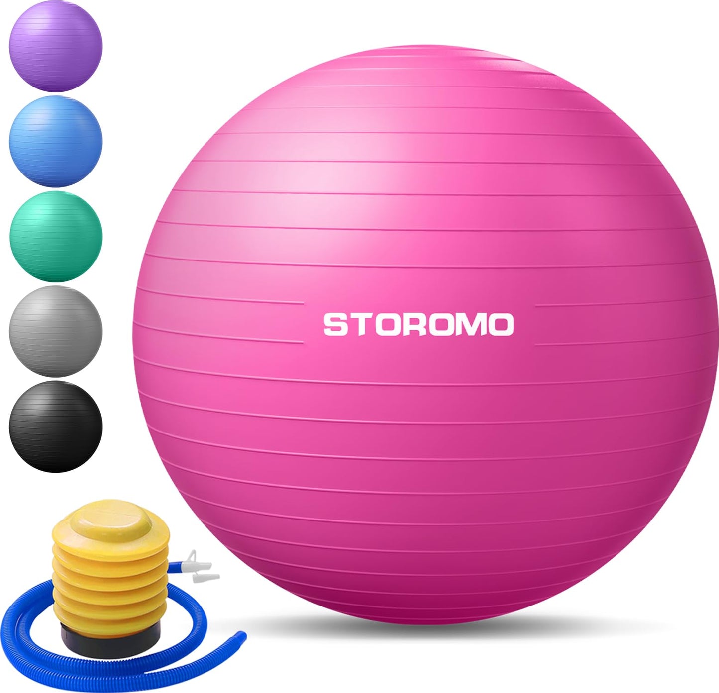 STOROMO Exercise Ball,Yoga Ball(Free Exercise Tutorial)，Extra Thick Non-Slip,Holds 2500 lbs, Workout Ball for Pregnancy birthing and Balance Stability (Pink, 65cm/25.6in)