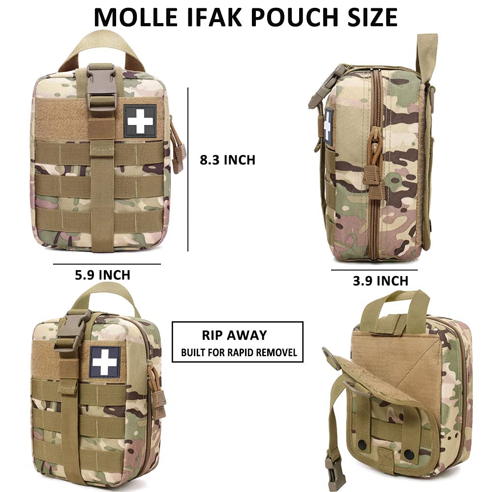 VIIDOO Molle Ifak Pouch Rip Away, Tactical First Aid Pouch Empty, Ifak Pouch Molle, Medical Pouches Military Duty Belt Emt Bag Only for Hiking Camping(OCP)