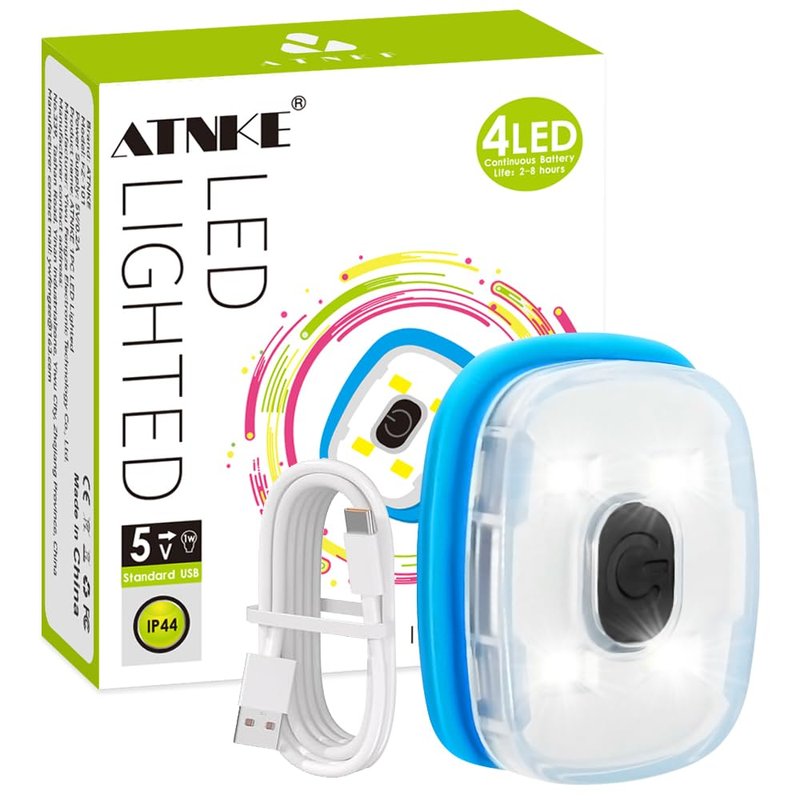 ATNKE USB Type C Rechargeable Light for LED Knit Beanie Hat, Easy Install Quick Release Replaceable Hands Free Headlamp/White Light