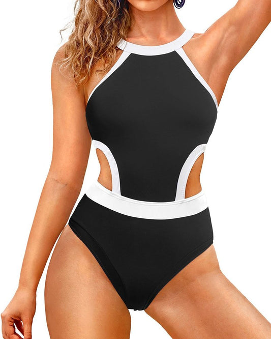 One Piece Swimsuit for Women - High Neck Cutout Design | Tummy Control Swimwear for Teen Girls
