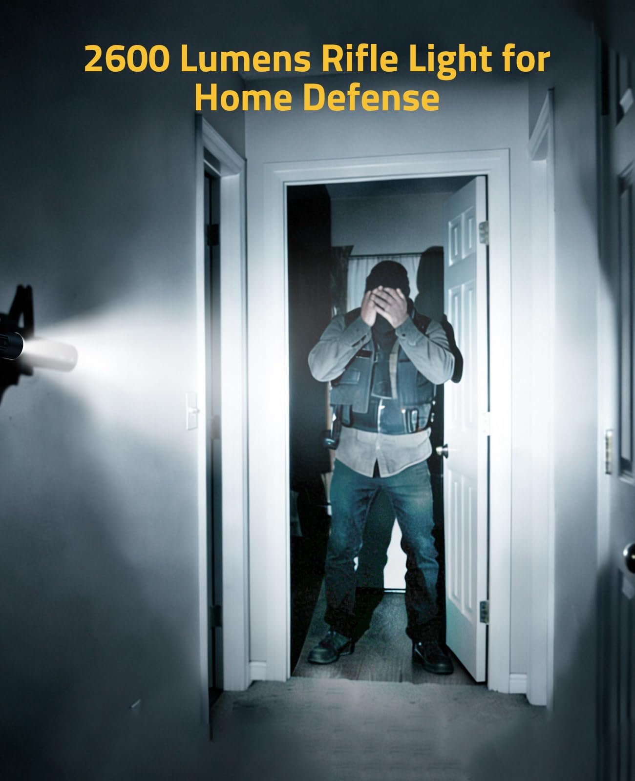 CVLIFE 2600 Lumens Compact Rifle Laser Light Combo with Easy Touch Switch, Ar Light Compatible with M-Rail and Picatinny, Magnetic Rechargeable Ar Flashlight with Green Laser for Home Defense, Hunting