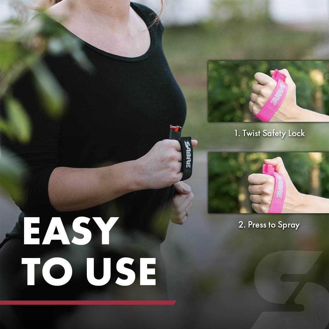 SABRE Runner Pepper Gel, Police Strength OC Spray, Adjustable 360° Reflective Hand Strap for Easy Carry & Access, 0.67 fl oz, 4X Longer Spray Time - Up to 13 Seconds, HPLC Tested, Reduced Blowback