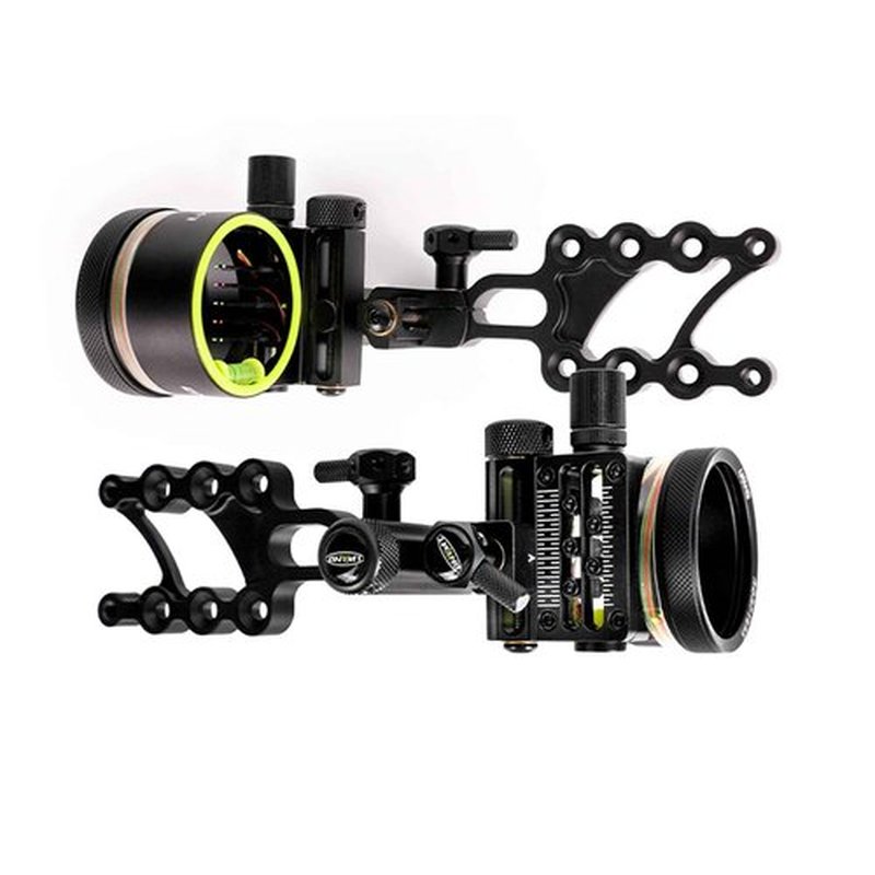 Compound Bow Sight Aluminum Alloy Archery Bow Sights 0.019" Fiber Optic 5 Pin Bow Sight with Sight Light Compound Bow Accessory (Short Pole)