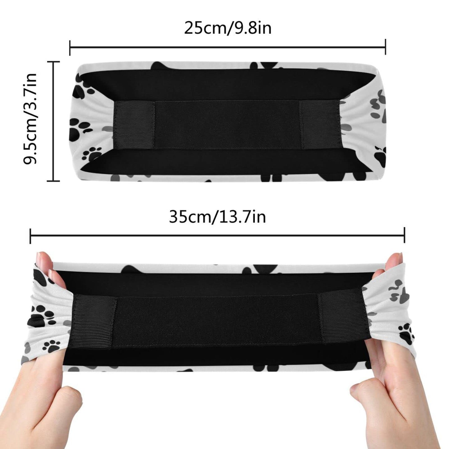OTVEE Black Gray Dog Paw Print Headband for Women, Elastic Headwraps Hair Band Sweatband