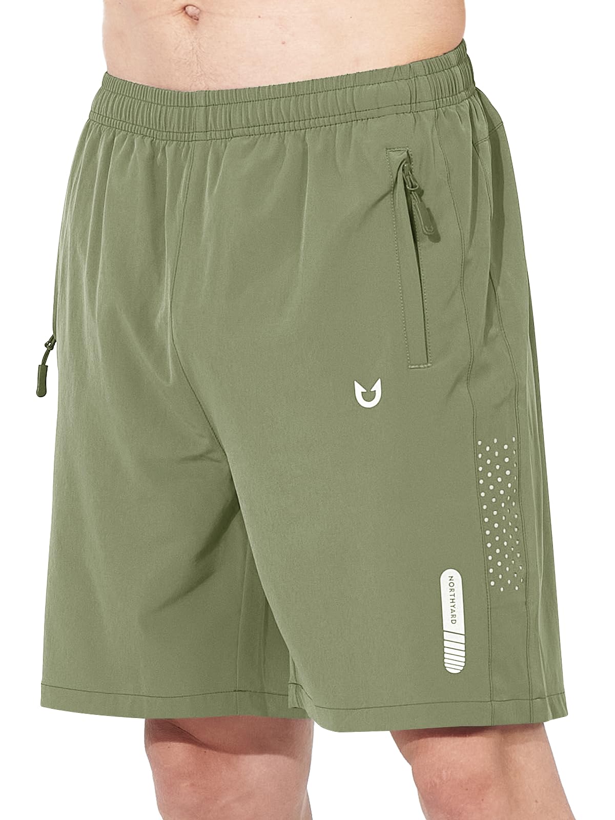 NORTHYARD Men's Athletic Running Shorts Gym Workout 7"/9"/5" Quick Dry Lightweight Sports Basketball Tennis 3 Zipper Pockets LightGreen L