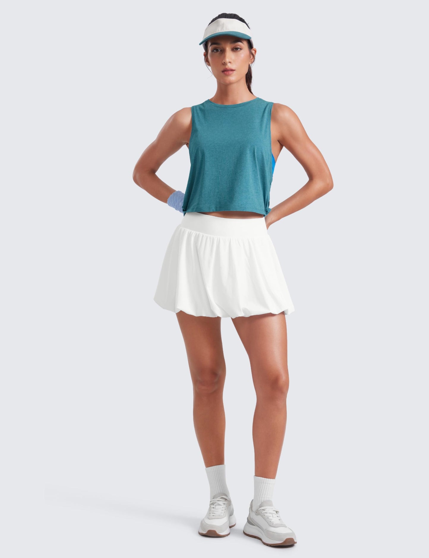 CRZ YOGA Pima Cotton Dropped Armhole Tank Kingfisher Heather Large