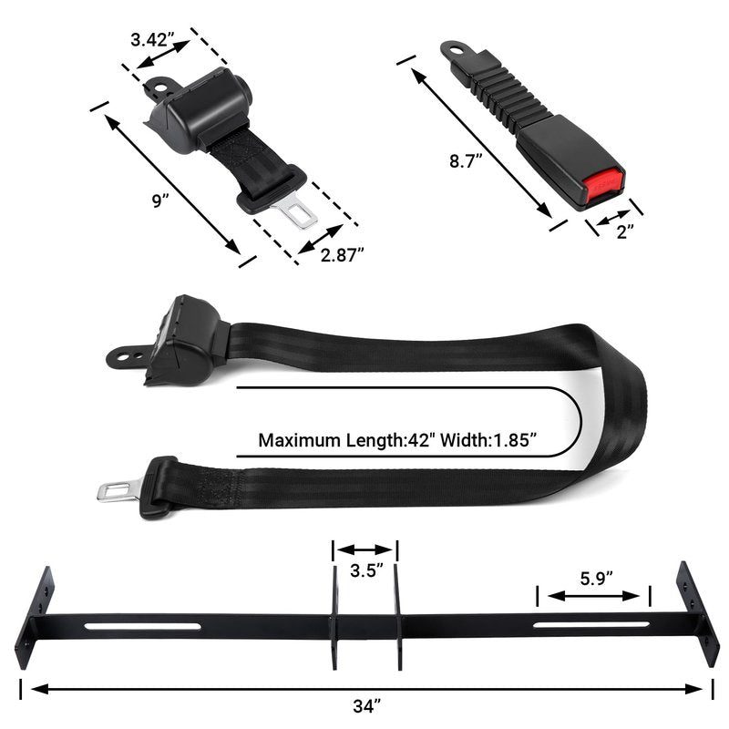 Toriexon Universal Golf Cart Seat Belt Kit, Seat Belts Kit 4 Passengers (2+2), Retractable Belts Max Length 47" Golf Cart Seat Belts Fits 4-Seats Golf Car for EZGO, Yamaha Club Car