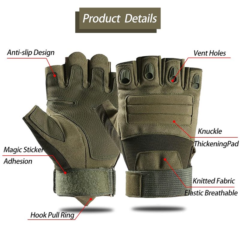 NuCamper Half Finger Tactical Gloves for Men,Touchscreen Fingerless Airsoft Gloves for Outdoors Hunting Motorcycle Cycling Work Gloves
