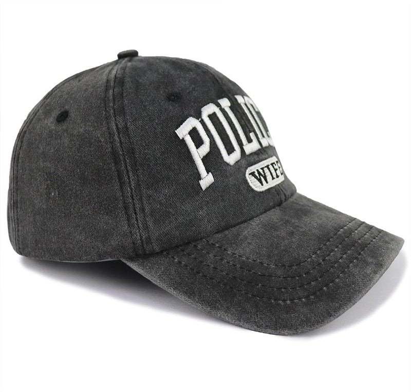 Police Wife Hat for Wifey Her Mrs, Birthday Anniversary Valentine's Day Honeymoon Gifts, Appreciation Proud Police Women Baseball Cap Black